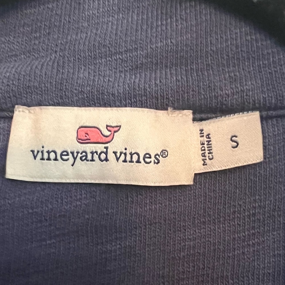 Vineyard Vines Shep Shirt 1/4 Zip Pullover Blue Pink Whale Logo Cotton Size S - Picture 5 of 6